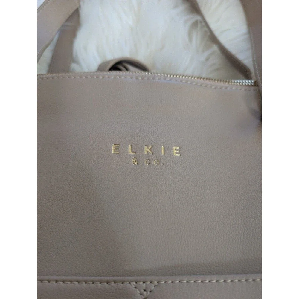 Elkie and Co The Aberdeen Diaper Bag Backpack Beige White Large